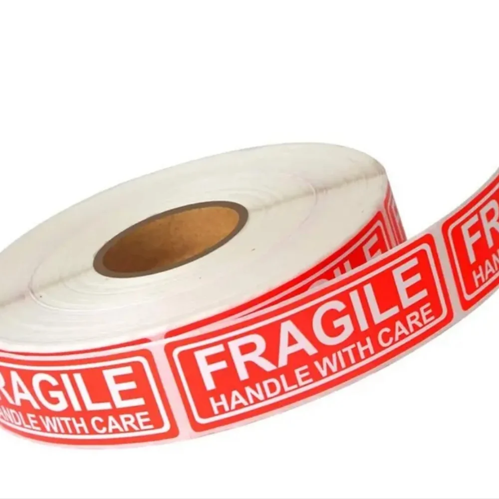 800ct. FRAGILE Stickers 1x3, Bonus: 3 - Random Polymailers - Picture 2 of 3